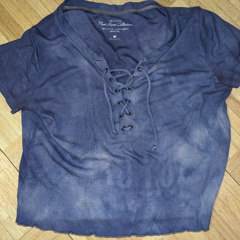 Purple lace up tie front t shirt